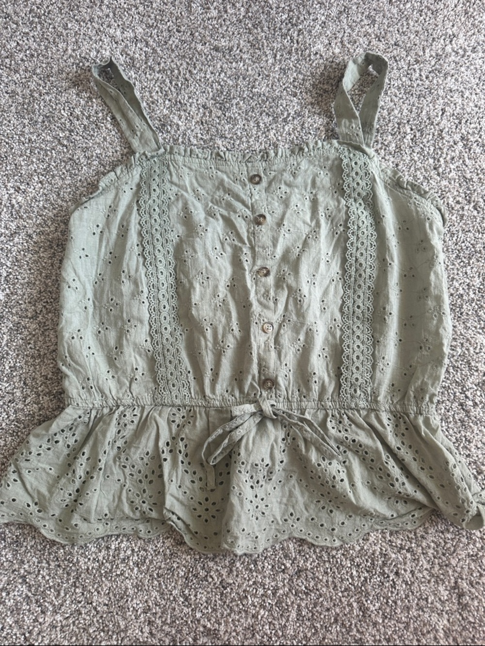 mine Sage Green Eyelet Button-Front Tank Top